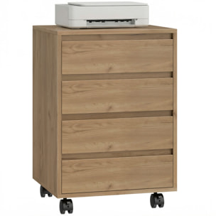 Cajonera de Oficina con 4 Cajones Cajonera de Escritorio con Ruedas Archivador Móvil para Estudio 46x40x65 cm Marrón