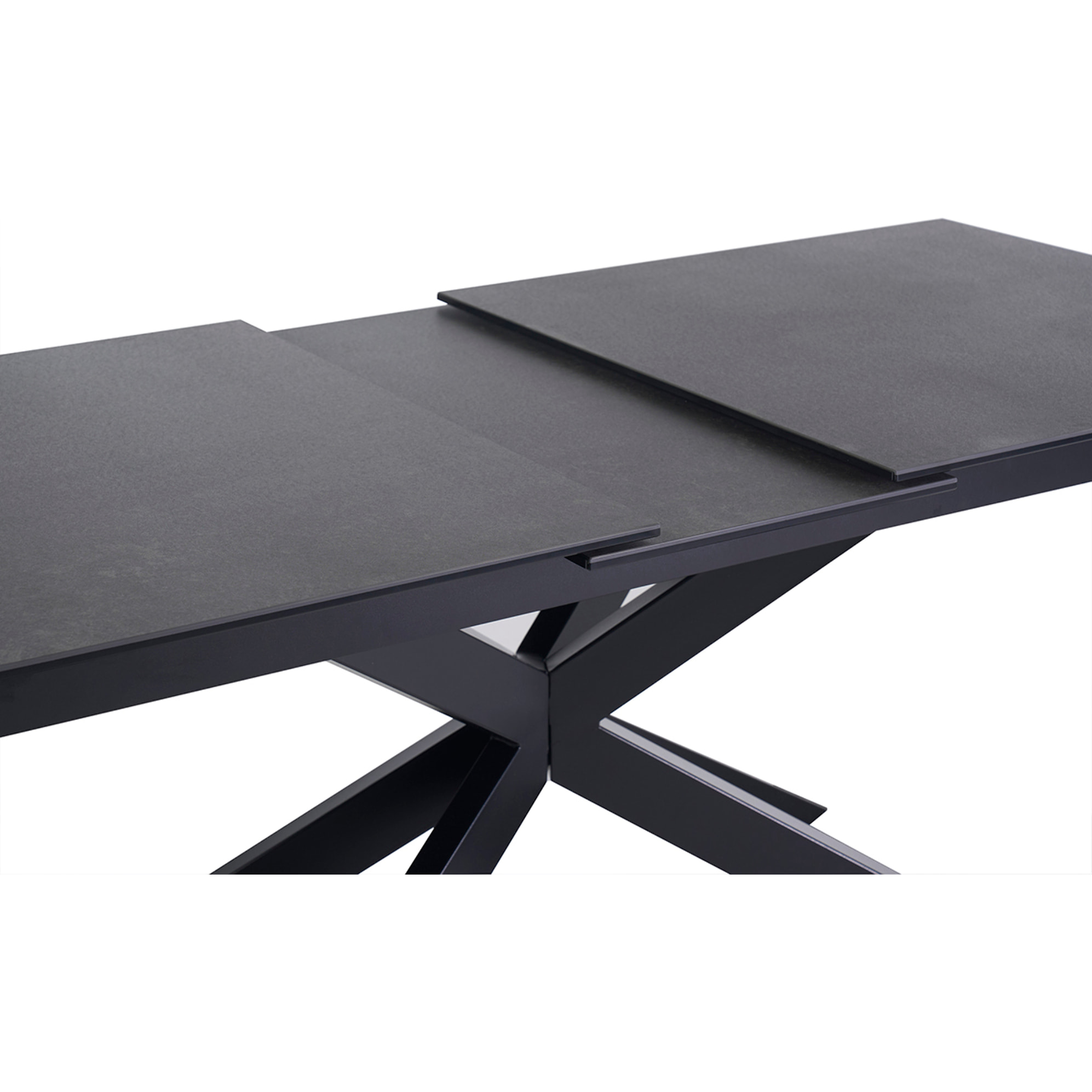 Table à manger extensible en céramique noire et métal L168-210 cm MELZA