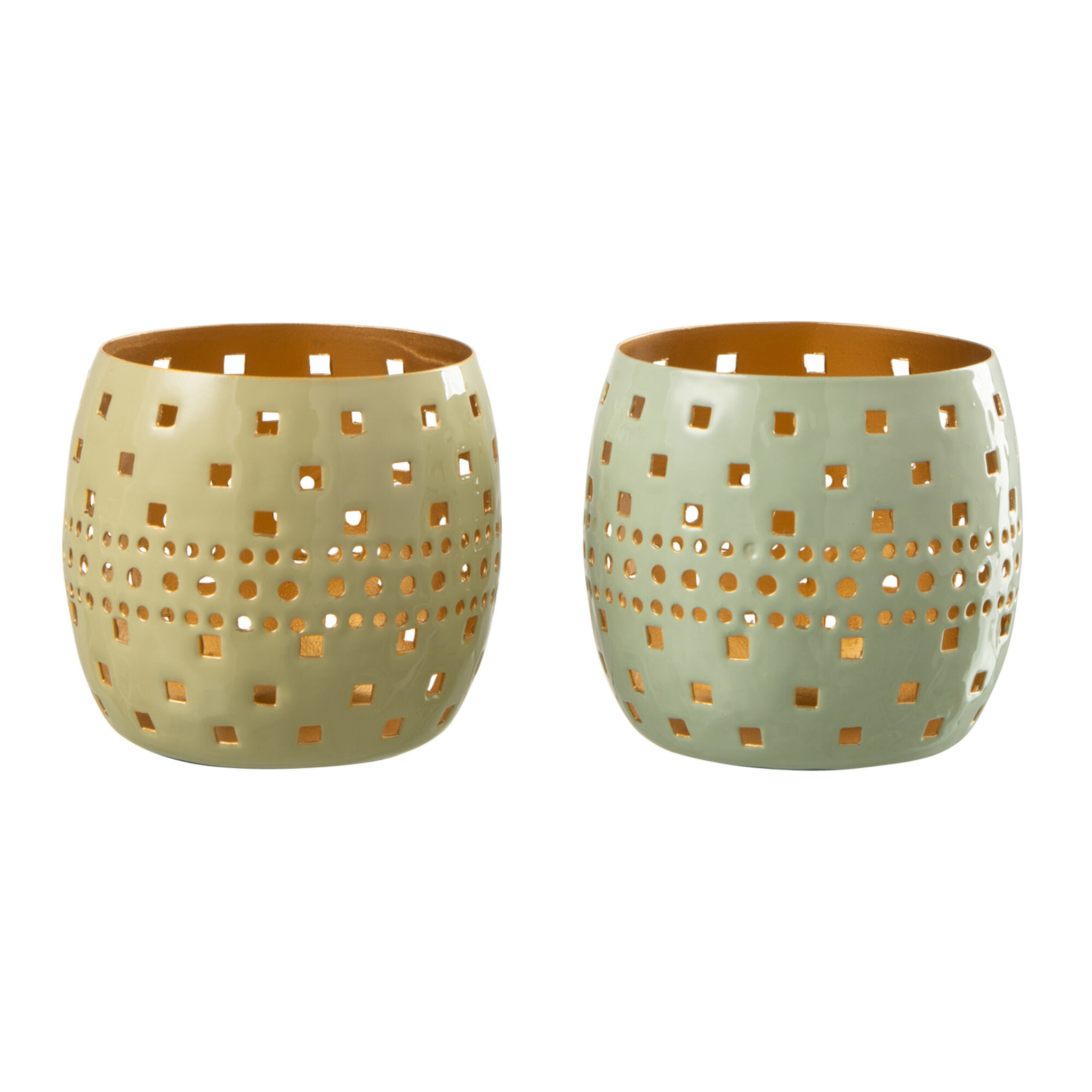 J-Line photophore Perfore - métal - vert - 2 pcs