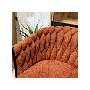 Chaise en tissu maille tressé matelassé avec accoudoirs - MELODIE 2