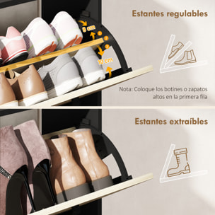 Zapatero Estrecho 2 Puertas, Zapatero Entrada Recibidor con 3 Estantes Laterales y Estantes Ajustables, para 15 Pares de Zapatos, para Pasillo, Espacio Reducido, 83x24x90,5 cm, Natural y Negro