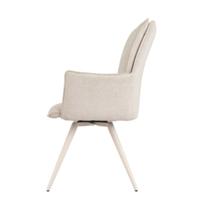 Chaise pivotante 180° avec accoudoirs tissu doux et pieds métal - TOMA