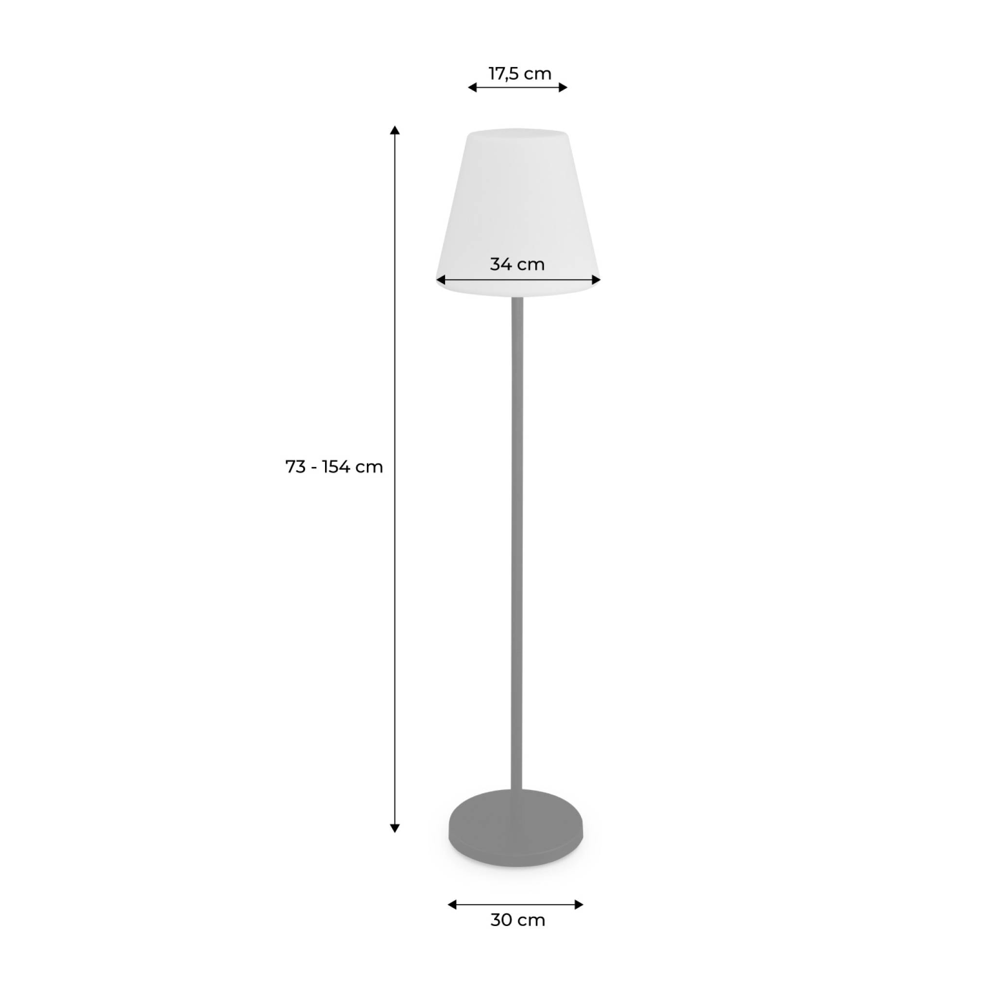 Lampadaire extérieur 150 cm LAMPADA XL LED hybride . lampe multicolore sur pied. luminaire design à batterie. solaire. télécommandé