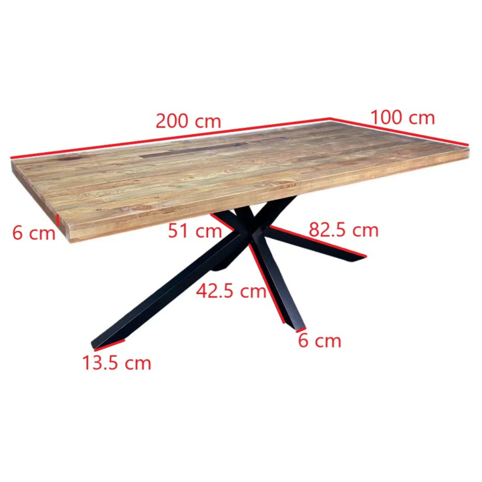 Table pied central bois recyclé 200 CANBERRA