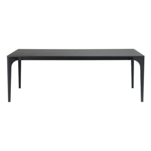 MAXENCE - Table à manger rect. 220x100cm noire pieds en chêne massif