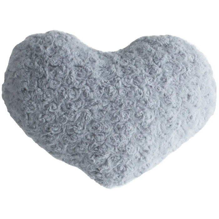 Coussin coeur bouclette gris 28x36cm