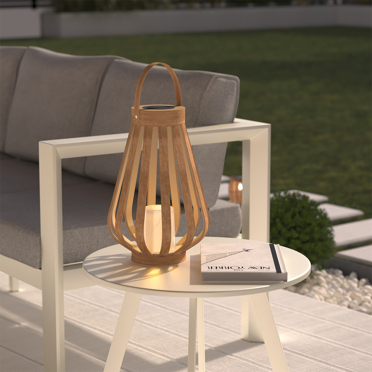 Lanterne solaire "Aria" beige H34,5cm
