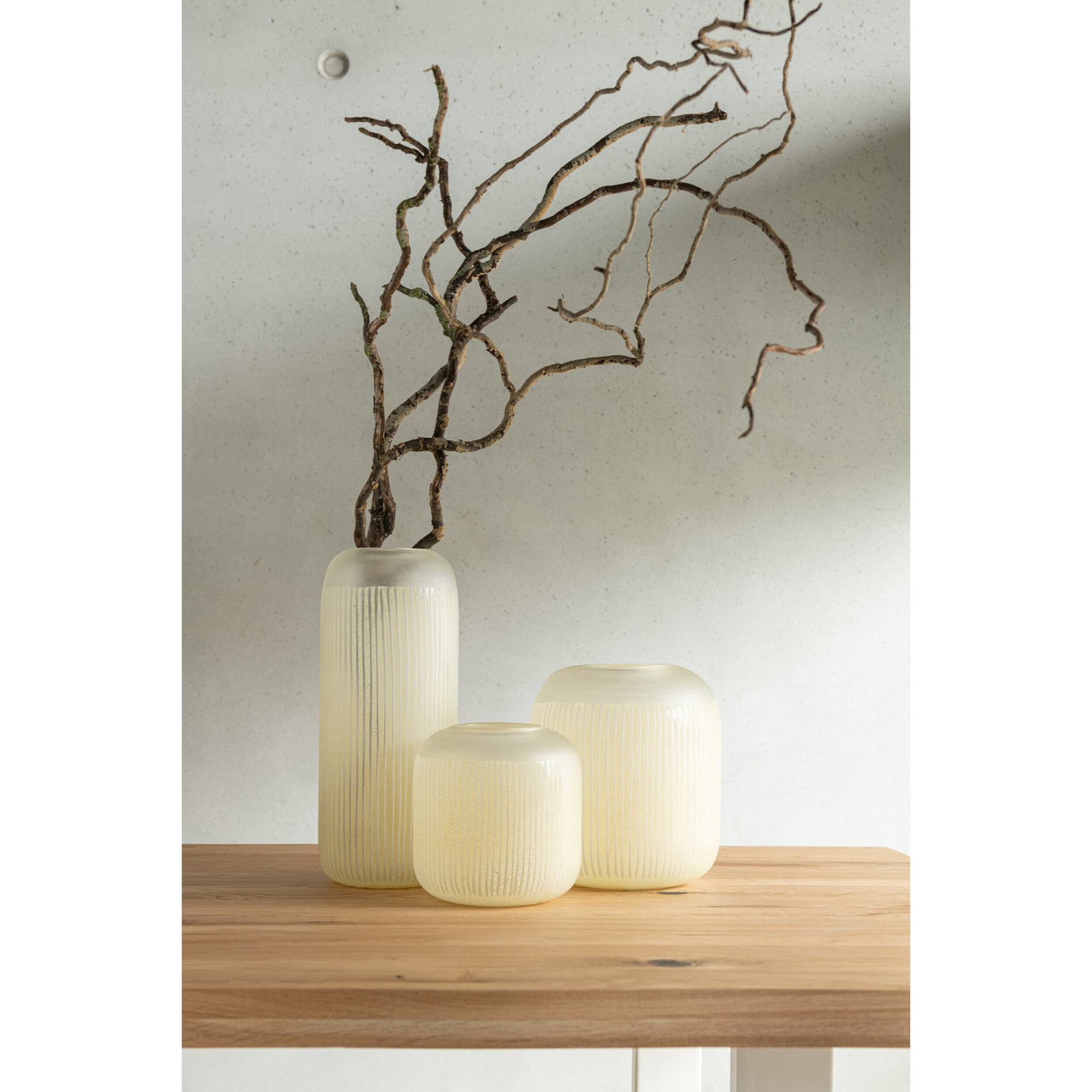 J-Line vase Lignés - verre - jaune clair - medium - 24 cm de hauteur