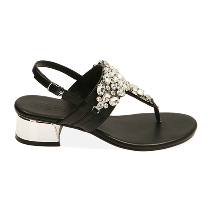 Sandali infradito neri, tacco 3,5 cm