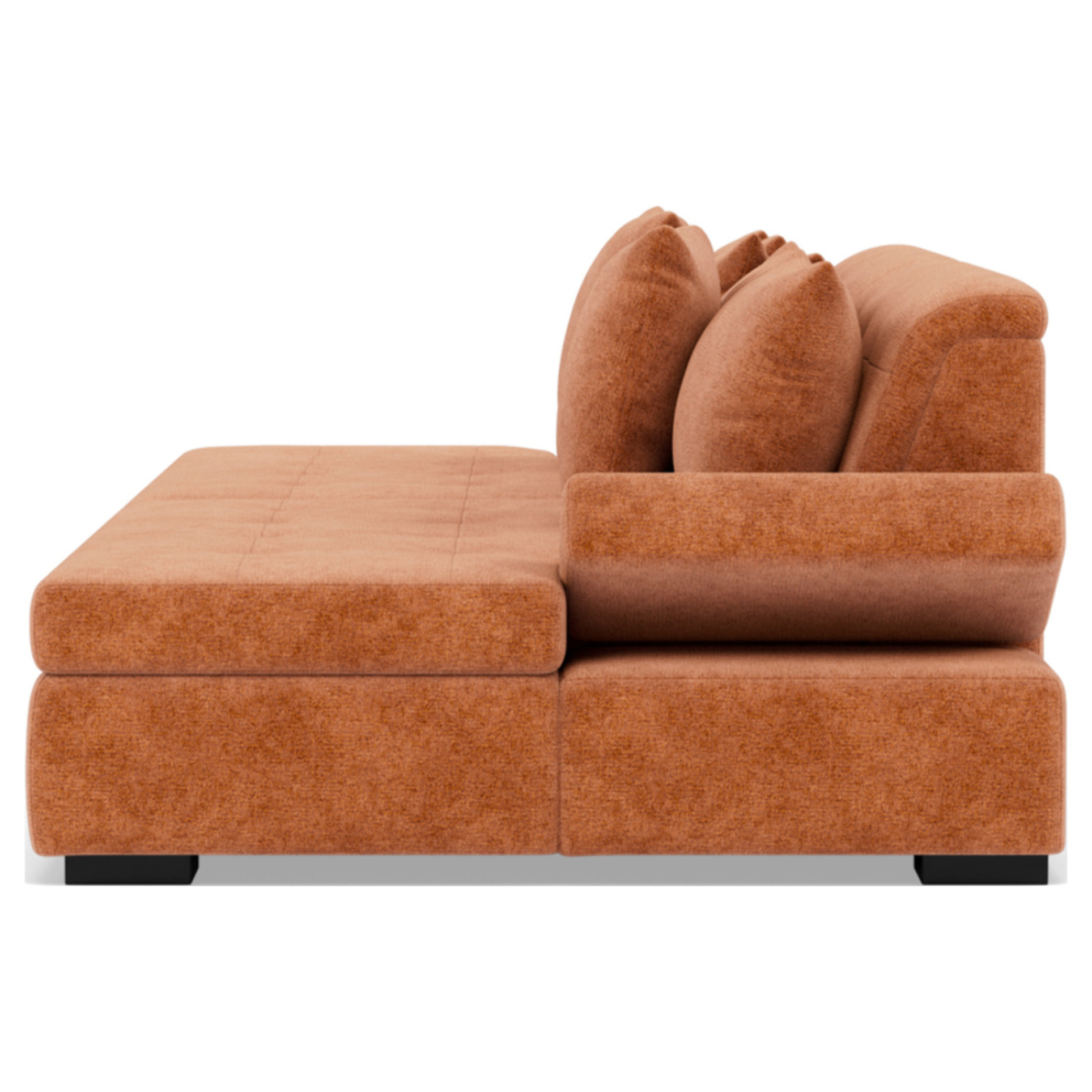 Vermont - canapé droit 4 places avec double méridienne - assise profonde - en velours texturé - Terracotta