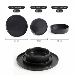 Set 18 piatti in ceramica - NERO