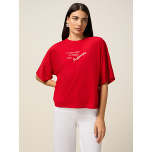 Oltre - Camiseta con bordado de letras - Rojo