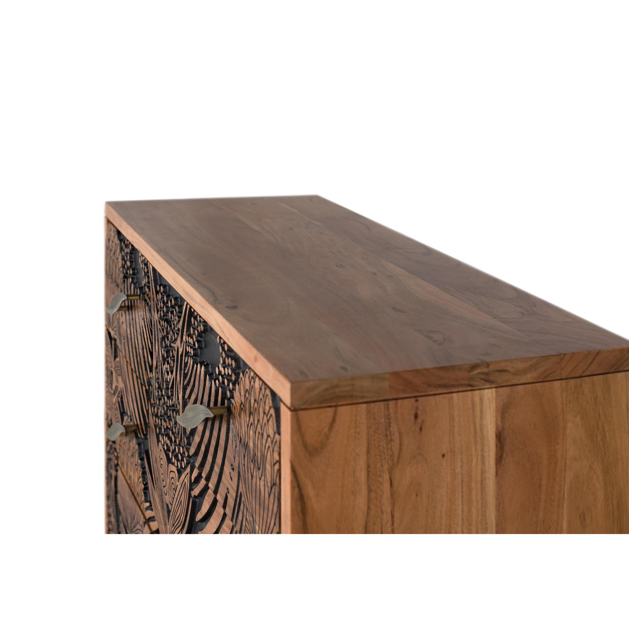 Cómoda de Madera de Acacia 93 Cm Estilo Étnico Moderno