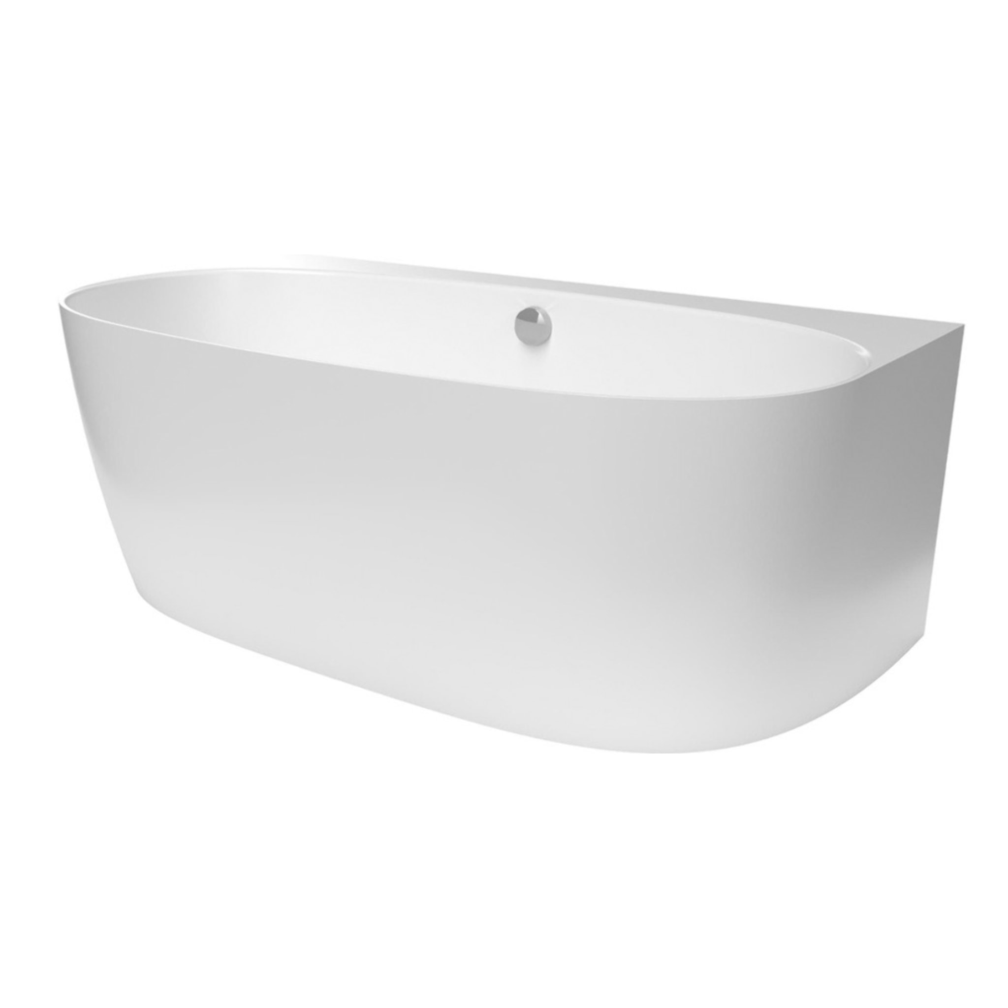 Agnes 158x86 cm Baignoire autoportante en marbre coulé, sans pieds, blanc (SATAG1580)