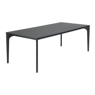 MAXENCE - Table à manger rect. 220x100cm noire pieds en chêne massif