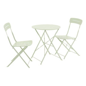 Table de jardin bistrot pliante ronde acier + 2 assises BALCONEA