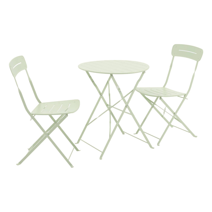Table de jardin bistrot pliante ronde acier + 2 assises BALCONEA