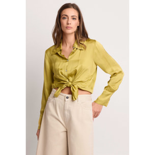 Kocca - Camicia in viscosa con nodo Donna, Tinta unita, Colletto di camicia