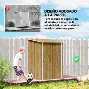Cobertizo de Jardín Exterior, 0,92 m², 100x103x160 cm, Caseta de Jardín Exterior Metálica con 1 Puerta y Cerradura, para Almacenamiento de Herramientas, para Patio, Terraza, Marrón Claro