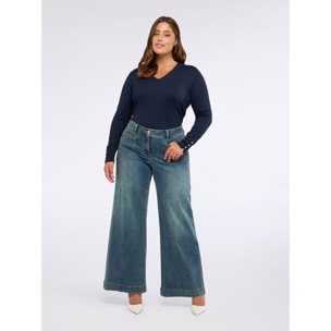 Fiorella Rubino - Jeans wide leg effetto used - Blu