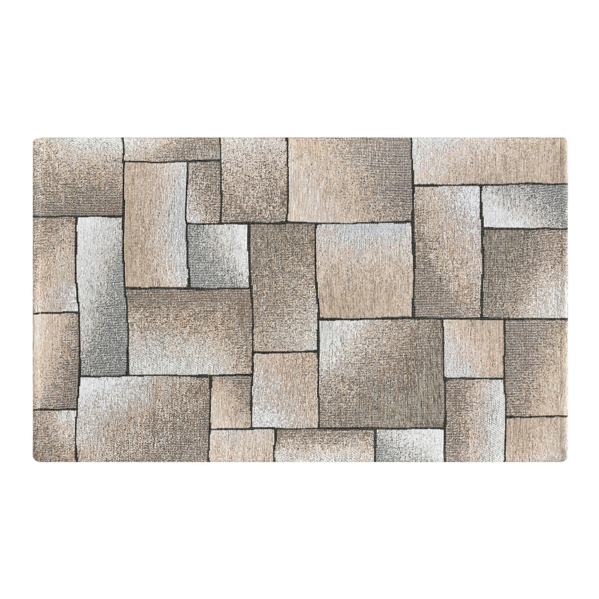 Tappeto Jacquard Ideale Salotto Camera Ingresso Made In Italy Antiscivolo, Lavabile, Morbido Disegno Tetrix Tortora By Suardi