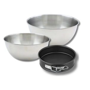 Set pâtisserie avec mini moule à manqué 16 cm, 2 bols à mixer et 1 spatule Zenker