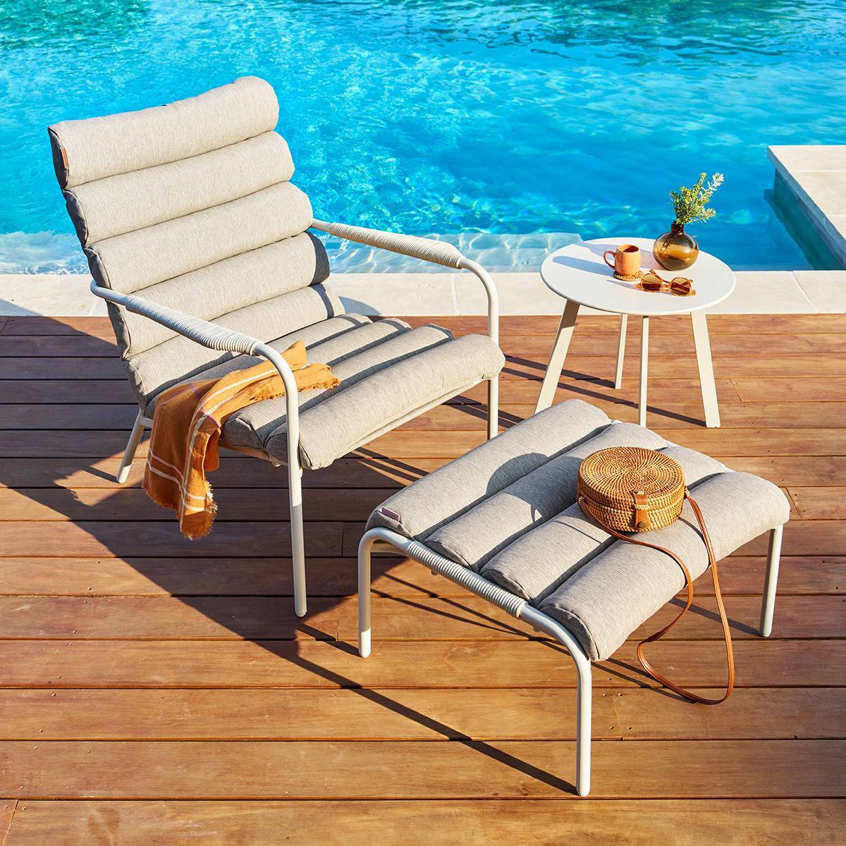 Fauteuil relax de jardin Solani argile