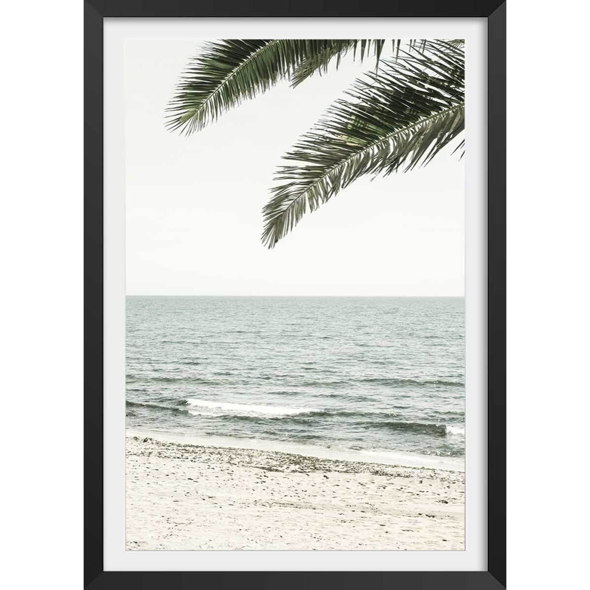 Poster plage tropicale Affiche + cadre en bois - Noir