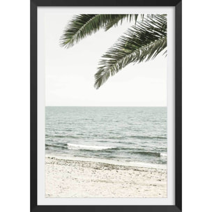 Poster plage tropicale Affiche + cadre en bois - Noir