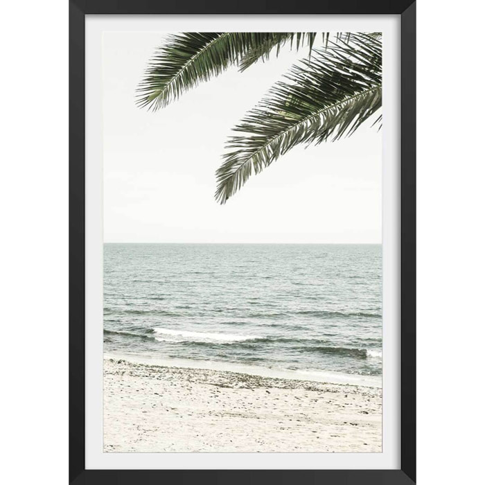 Poster plage tropicale Affiche + cadre en bois - Noir