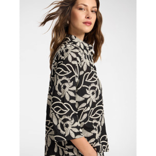Elena Mirò - Camicia in cotone ricamato - Nero