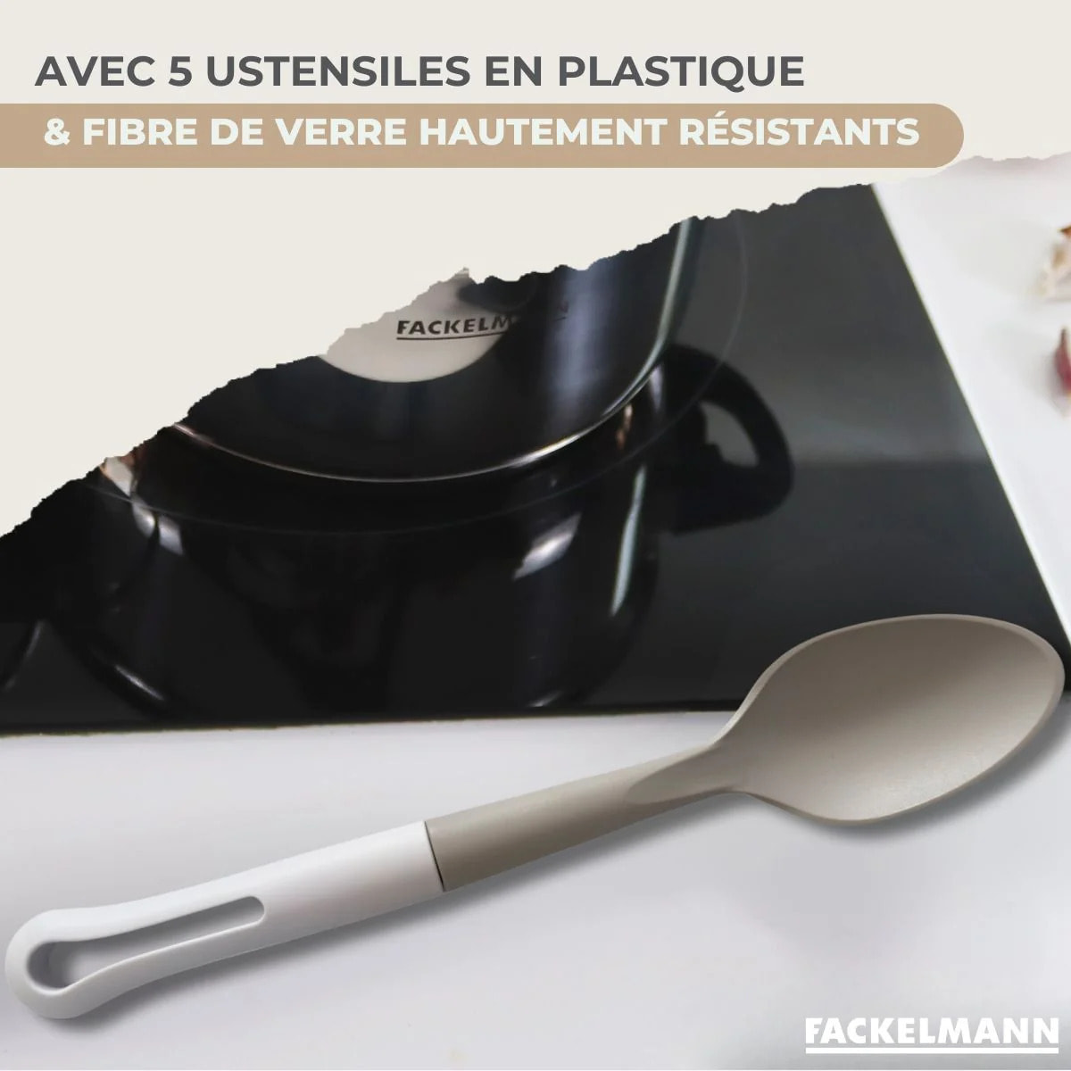 Batterie de cuisine avec 3 faitouts 16/20/24 cm et 3 casseroles 12/16/20 cm et 5 ustensiles de cuisine Fackelmann Généva Brillant Vario
