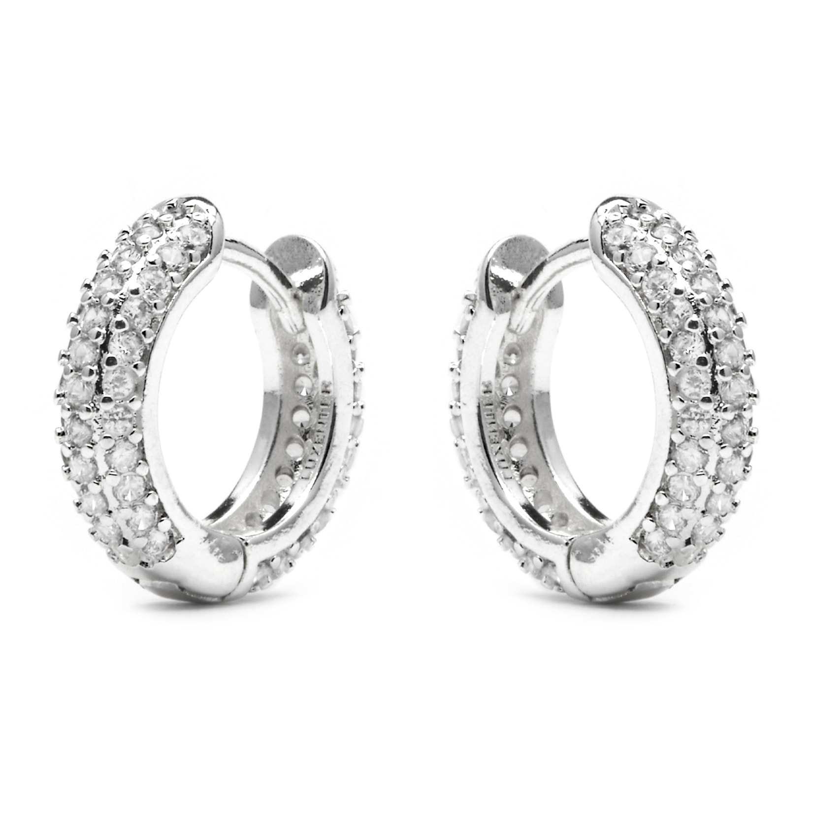 Pendientes de 9mm de diámetro acabado plata y Circonita Brillante