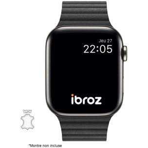 Bracelet IBROZ Apple Watch Cuir Loop 42/44/45mm noir