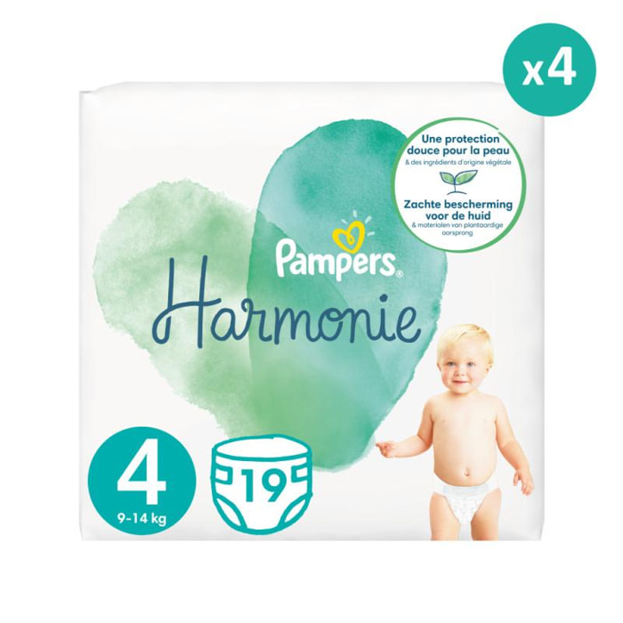 4x19 Couches Harmonie Taille 4, Pampers
