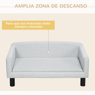 Sofá para Perros Medianos Cama Elevada para Perros con Patas de Madera Cama para Mascotas Carga 20 kg 82x54x36 cm Gris