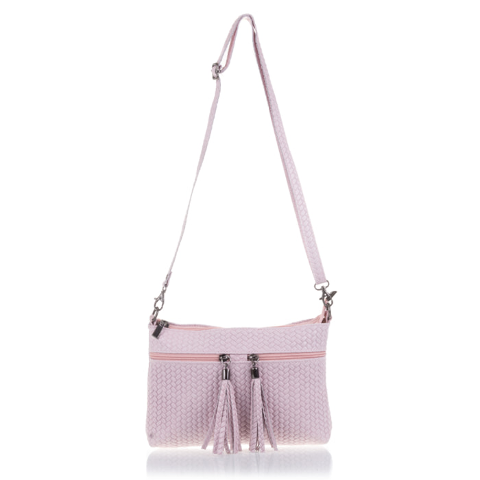 Oderzo Bolso bandolera Mujer.Piel auténtica Gamuza Grabado Espiga