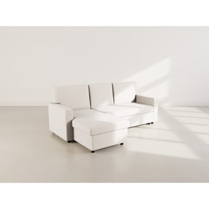 Meiya - canapé d'angle réversible 4 places convertible avec coffre en tissu - Beige