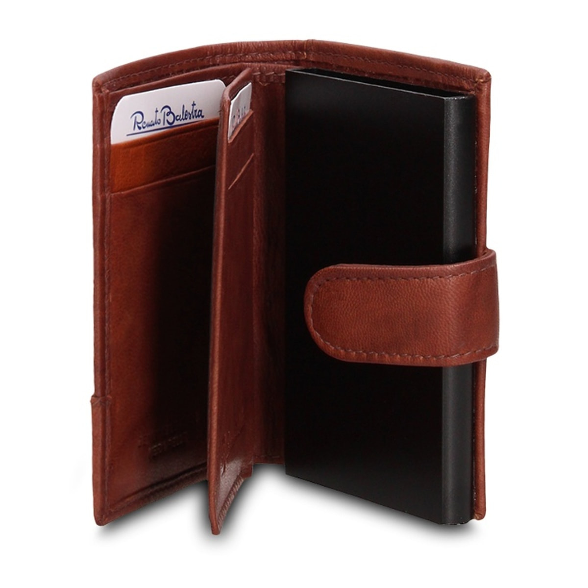 Portafoglio uomo in vera pelle - Modello Novara Chic - Casual - 7.5 x 10.0 x 2.0 cm