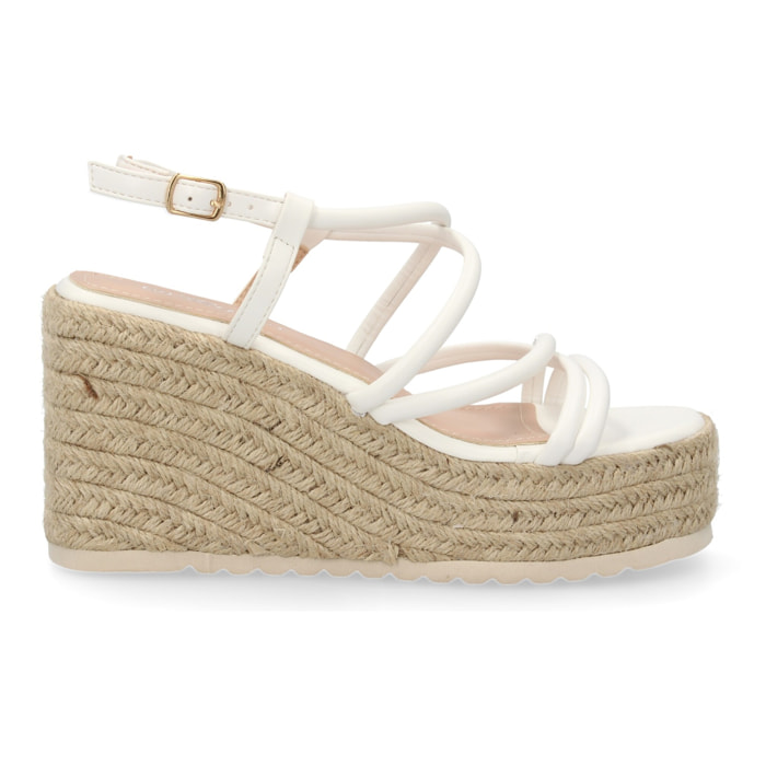 Sandalias de cuña de yute para mujer, comodas y elegantes diseño moderno con tiras cruzadas