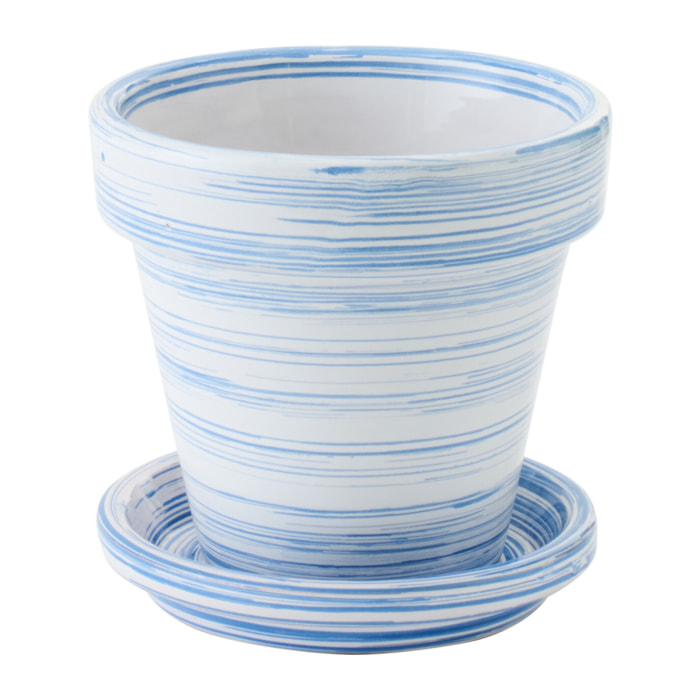 J-Line Cache-pot - céramique - bleu/blanc - small