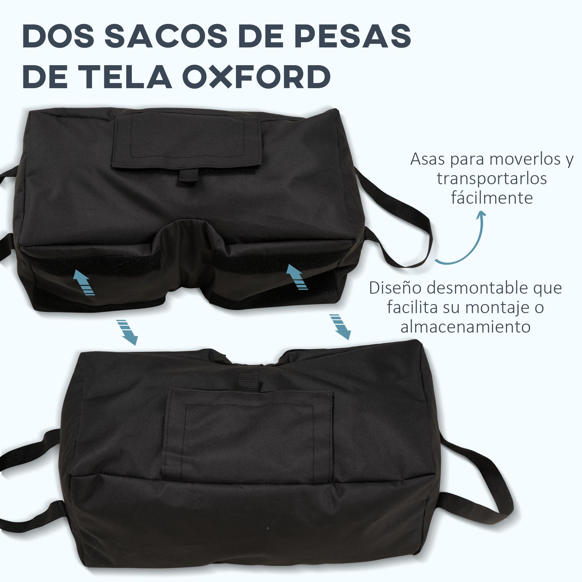 Juego de 2 Bolsas de Arena Peso para Sombrilla 50 kg Soporte de Base con Pala y Asas Cubierta de Tela Oxford Impermeable para Exterior 50x25x18 cm Negro