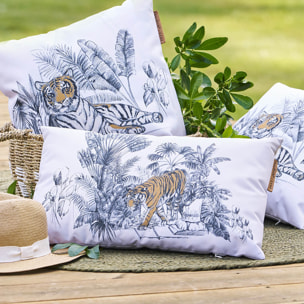 Coussin déco d extérieur "Maoria" motif tigre 50 x 30cm en polyester