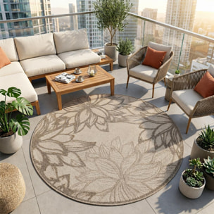 Tapis extérieur tissé kilim rond TUGE