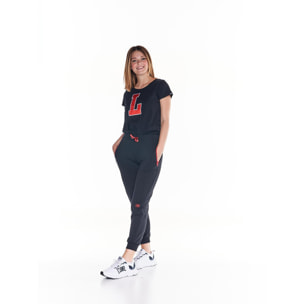 Pantalones deportivos con puños universitarios para mujer