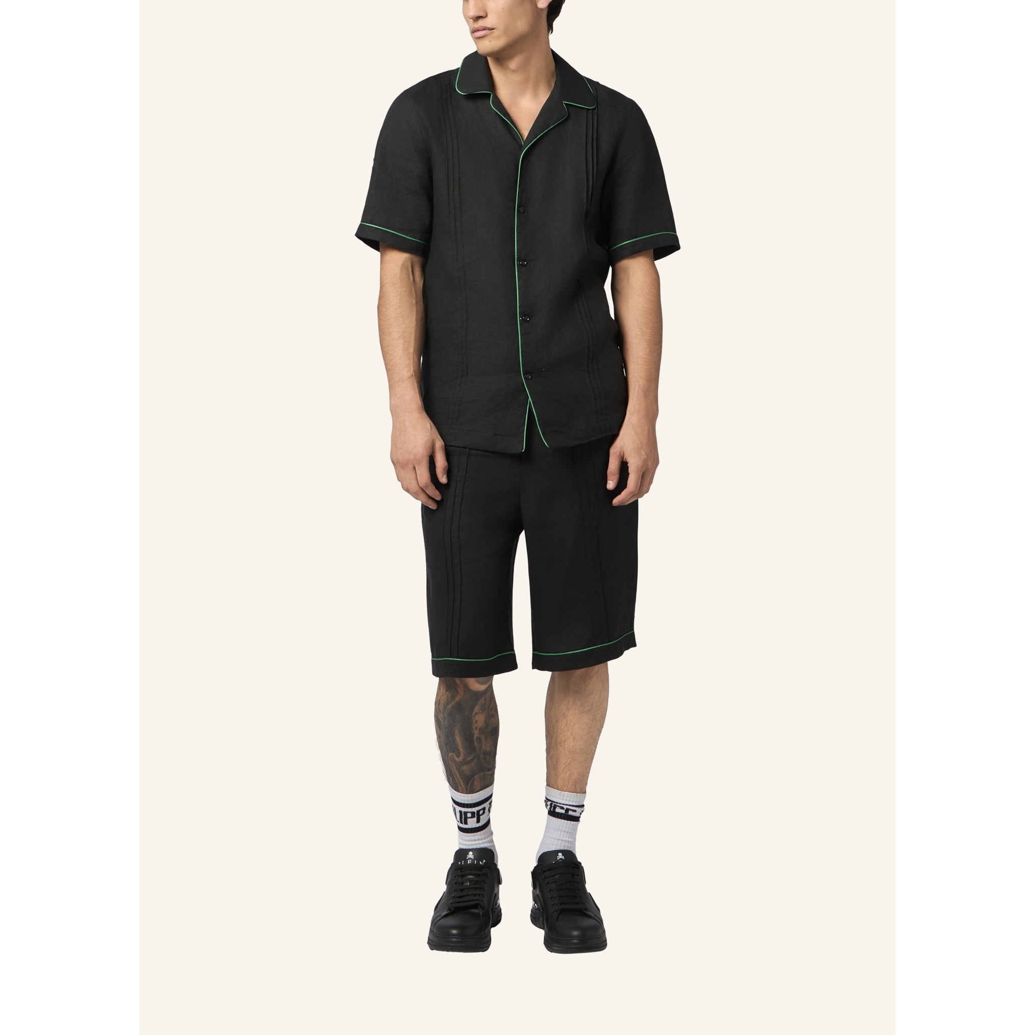 PHILIPP PLEIN Linen Bowling Shirt Plein Tennis