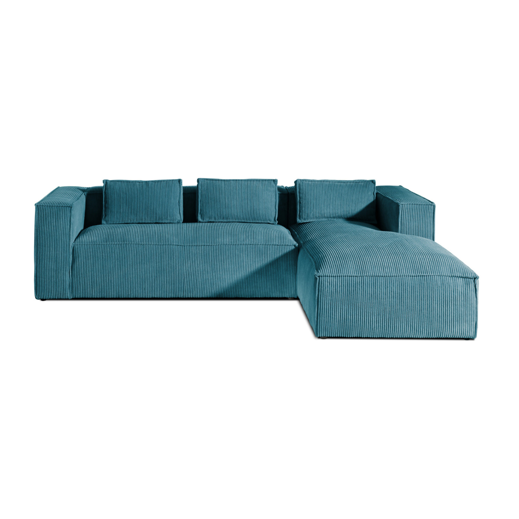 Stella - canapé d'angle droit en velours côtelé - 4 places -style contemporain - Bleu canard