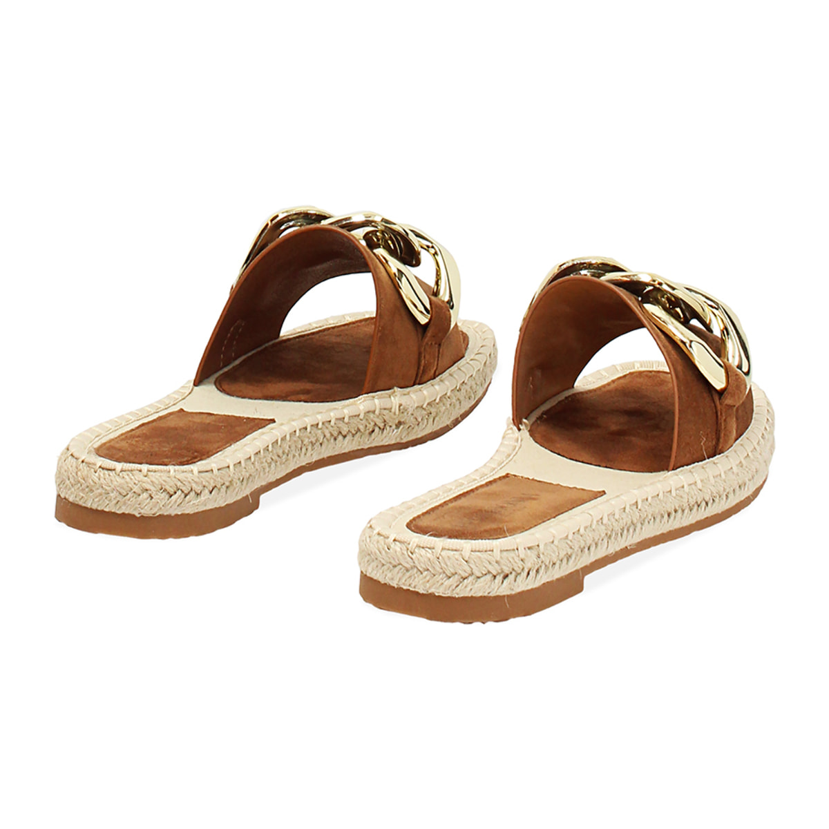 Sandalias planas cognac estilo casual