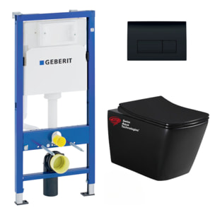 Pack WC bati-support Geberit + WC sans bride Swiss Aqua Technologies + abattant SoftClose + plaque (SBLINFIGEB7)