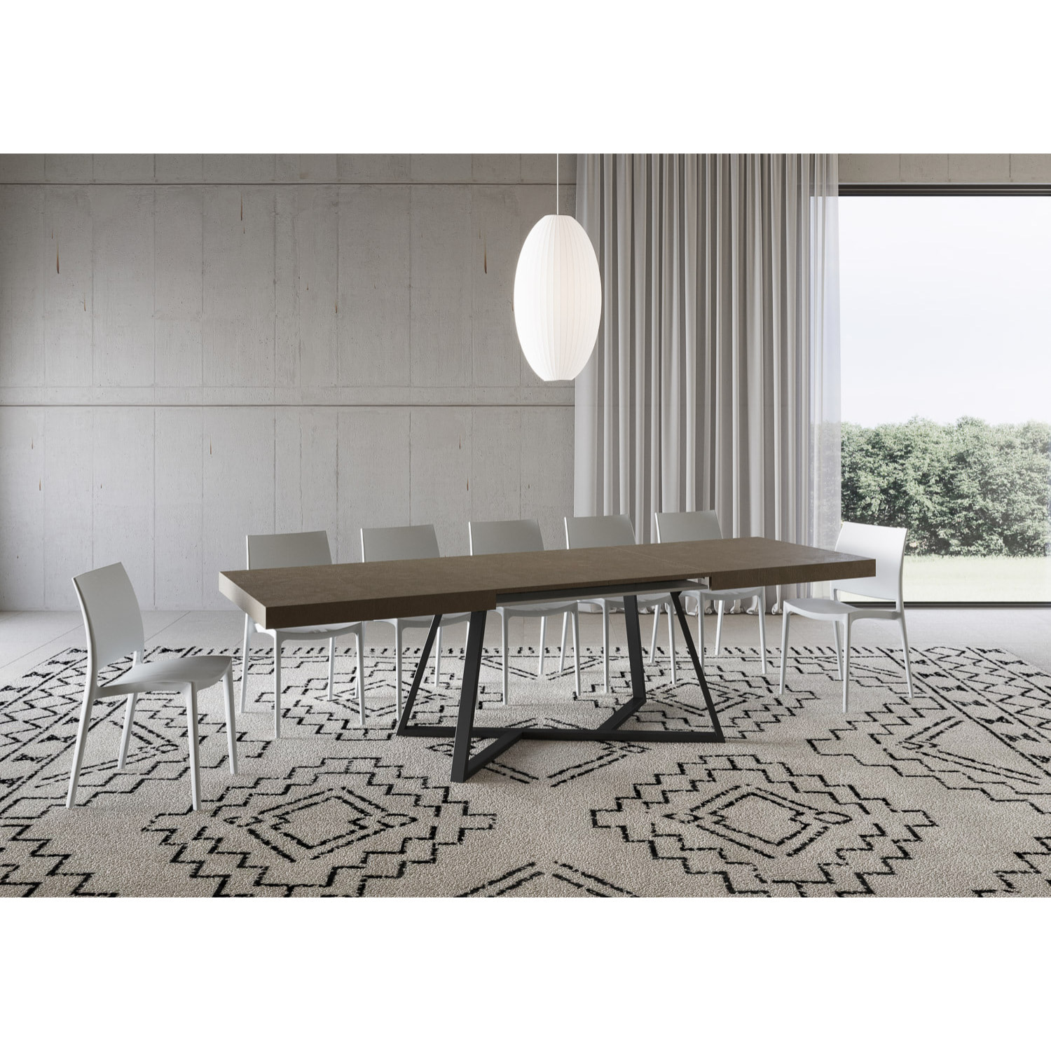 Mesa extensible 90x180/440 cm Booster gris paloma patas antracita